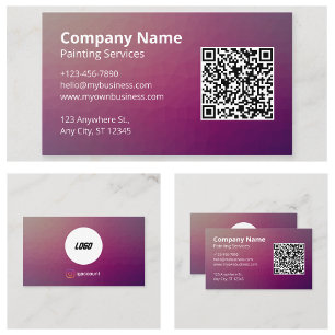 Minimalistische Paarse Schilder QR-code Visitekaartje