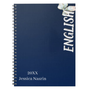 Minimalistische Paarse Verticale Tekst Schoolvak Notitieboek