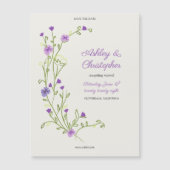 Minimalistische Paarse Wildflower Bewaar de datumm (Voorkant)