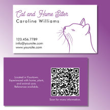 Minimalistische paarse witte kat illustratie QR-co