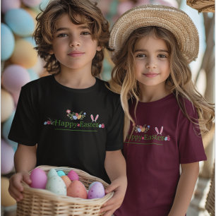 MINIMALISTISCHE PAASHAAS EAR EIEREN BLOEMEN ONTWER T-SHIRT