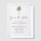 Minimalistische Palm Tree bruiloft Bewaar de datum Vellum Uitnodigingen (Offset)