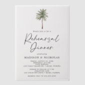 Minimalistische Palm Tree bruiloft repetitie diner Vellum Uitnodigingen (Voorkant)