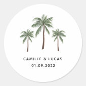 Minimalistische palmbomen ronde sticker (Voorkant)