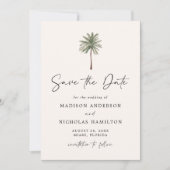 Minimalistische palmboom bruiloft save the date (Voorkant)