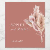 Minimalistische Pampagras Rustieke Boho  Wijn Etiket (Enkel label)