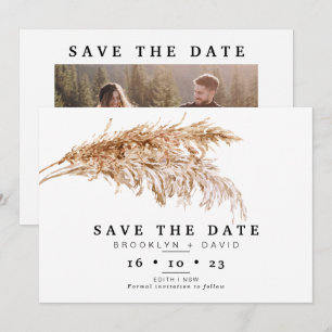 Minimalistische Pampas grass Wedding sparen de Dat Kaart