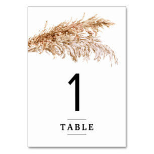 Minimalistische Pampas Grass Wedding Table Number Kaart