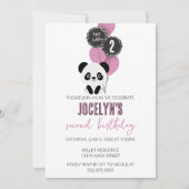 Minimalistische Panda Beer Verjaardagsfeestuitnodi Kaart (Voorkant)