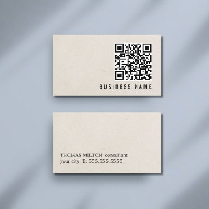 Minimalistische papieren textuur QR-code Stout con Visitekaartje