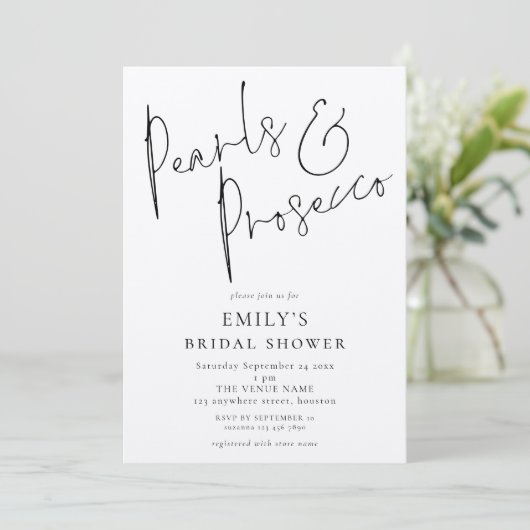 Minimalistische parels en Prosecco Vrijgezellenfee Kaart (Staand voorkant)