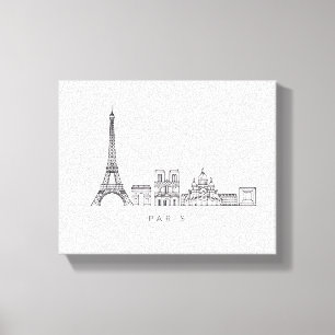 Minimalistische Parijse Skyline Lijnkunst Canvas Afdruk