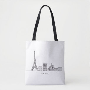 Minimalistische Parijse Skyline Lijnkunst Draagtas