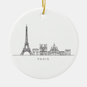 Minimalistische Parijse Skyline Lijnkunst Keramisch Ornament