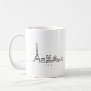 Minimalistische Parijse Skyline Lijnkunst Koffiemok