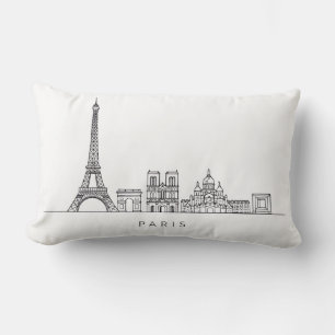 Minimalistische Parijse Skyline Lijnkunst Kussen