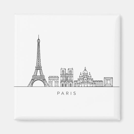 Minimalistische Parijse Skyline Lijnkunst Magneet (Voorkant)
