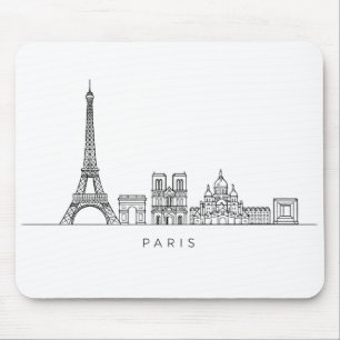 Minimalistische Parijse Skyline Lijnkunst Muismat