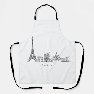 Minimalistische Parijse Skyline Lijnkunst Schort