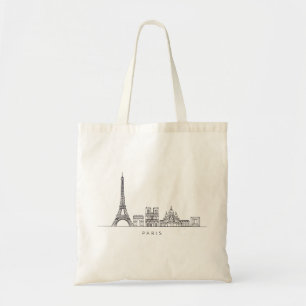 Minimalistische Parijse Skyline Lijnkunst Tote Bag