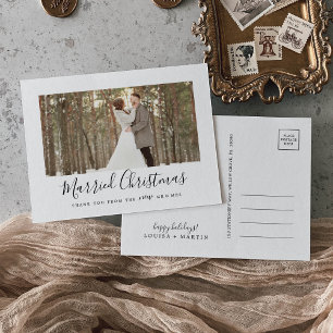Minimalistische Pas getrouwd met kerstmis bedankt Feestdagenkaart