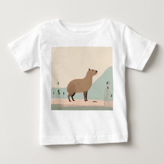 Minimalistische Pastel Capybara Baby T-shirt (Voorkant)