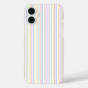 Minimalistische pastel kleurrijke verticale lijnen iPhone 16 plus hoesje