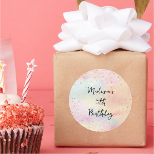 Minimalistische Pastel Rainbow Gold Verjaardag Ronde Sticker