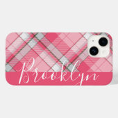 Minimalistische pastel roze geruite aangepaste naa Case-Mate iPhone case (Achterkant (horizontaal))