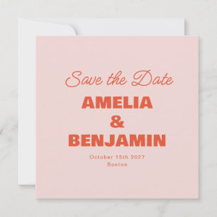 Minimalistische Pastel Roze Oranje Retro Script Tr Save The Date