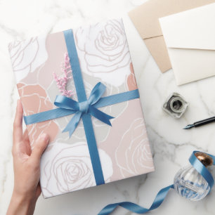 Minimalistische pastel roze witte bloemmotief cadeaupapier