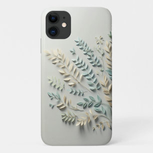 Minimalistische Pastelkleurige Blad Papierknipkuns iPhone 11 Hoesje