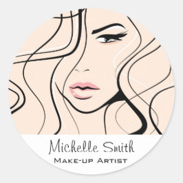 Minimalistische Pastelperzik Elegante Vrouwelijke  Ronde Sticker