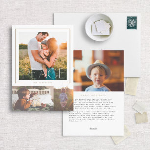 Minimalistische Peace Mulit-Photo Holiday Kaart