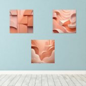 Minimalistische Peach Abstracte kunst moderne geom Muurkunst Sets (Houten vloer)