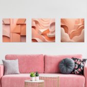 Minimalistische Peach Abstracte kunst moderne geom Muurkunst Sets (Woonkamer)