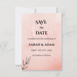 Minimalistische Peach Botanical Save the Date