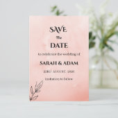 Minimalistische Peach Botanical Save the Date (Staand voorkant)