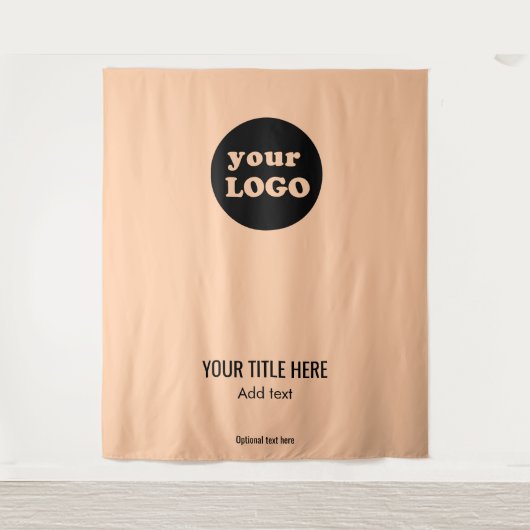 Minimalistische Peach Custom Business Logo Wandkleed (Voorkant)