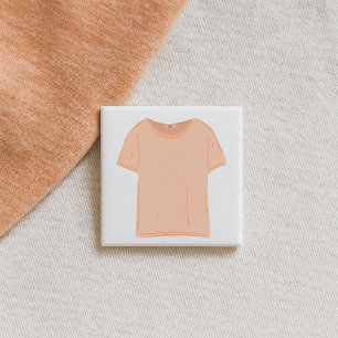 Minimalistische Peach T-shirt illustratie Vierkante Button 5,1 Cm