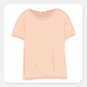 Minimalistische Peach T-shirt illustratie Vierkante Sticker (Voorkant)