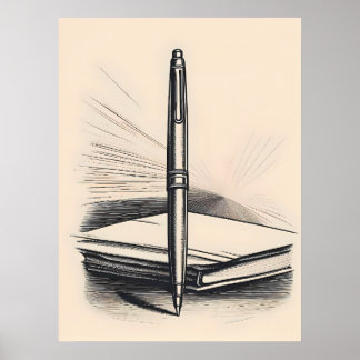 Minimalistische penkunst – elegante lijntekening poster