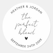Minimalistische Perfect Blend Trouwkoffie Favor Ronde Sticker (Voorkant)