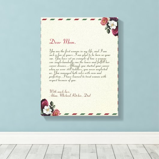 Minimalistische persoonlijke liefdesbrief handgesc canvas afdruk (Insitu (Houten vloer))