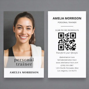 Minimalistische persoonlijke trainer QR-codefoto Visitekaartje