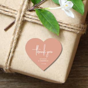 Minimalistische perzik bruiloft hart sticker