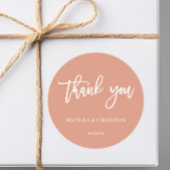 Minimalistische perzik bruiloft ronde sticker