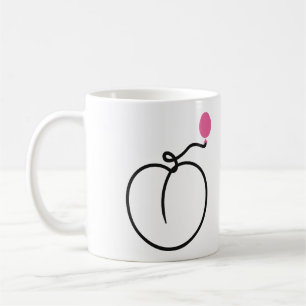 Minimalistische perzik éénlijnige kunst met roze b koffiemok
