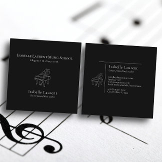 Minimalistische pianist muziekleraar vierkante visitekaartje