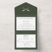 Minimalistische pijlen bruiloft | Olijfgroen All In One Uitnodiging (Binnen)